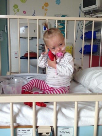 Skylar in hospital for Bronchiolitis