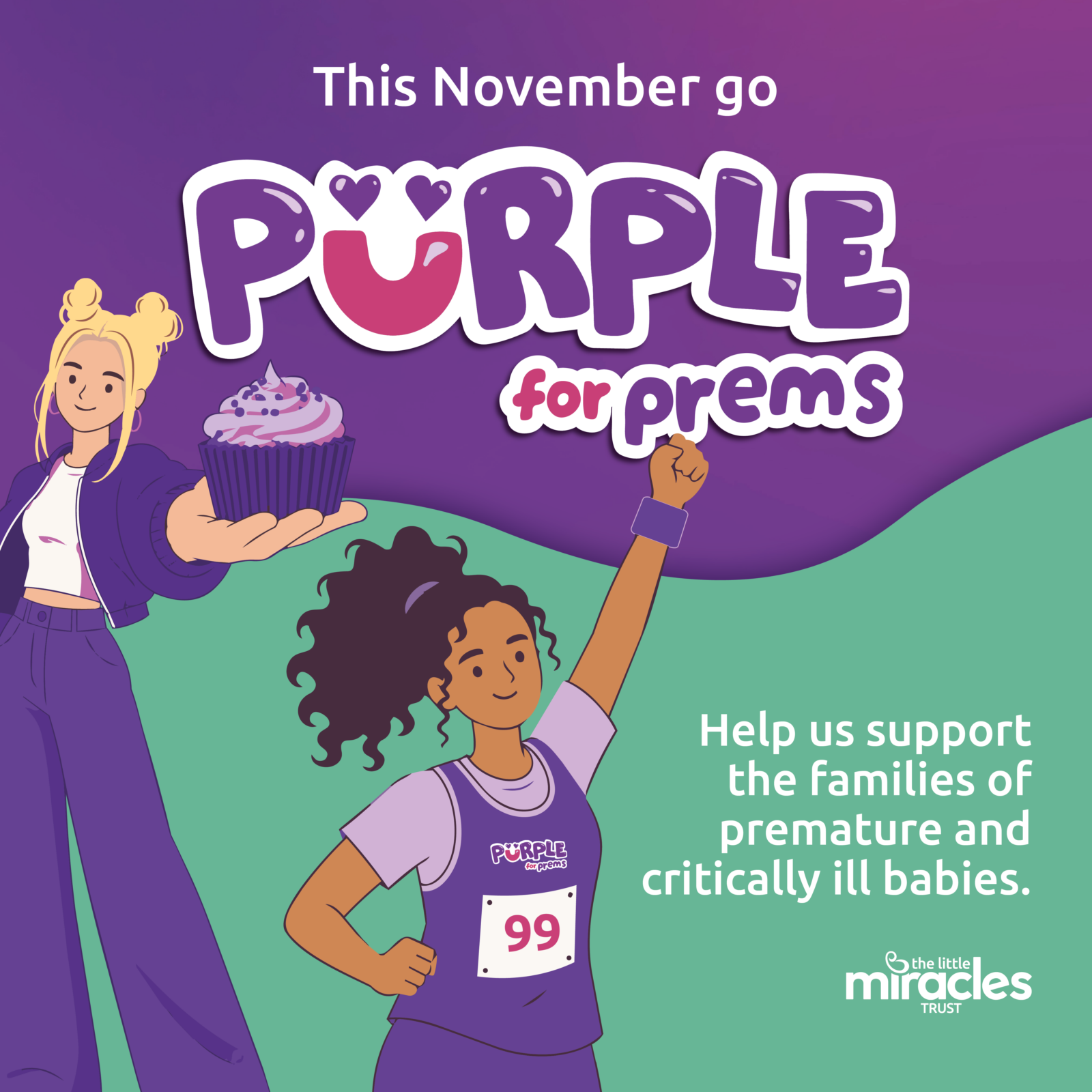Purple for Prems campaign artwork